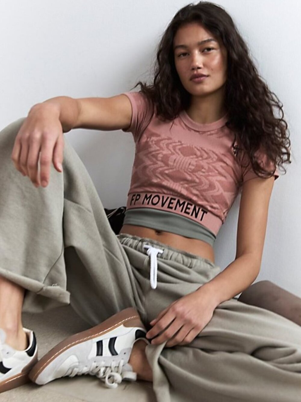 NWT Free People Run The Distance Baby Tee in Petal Pink